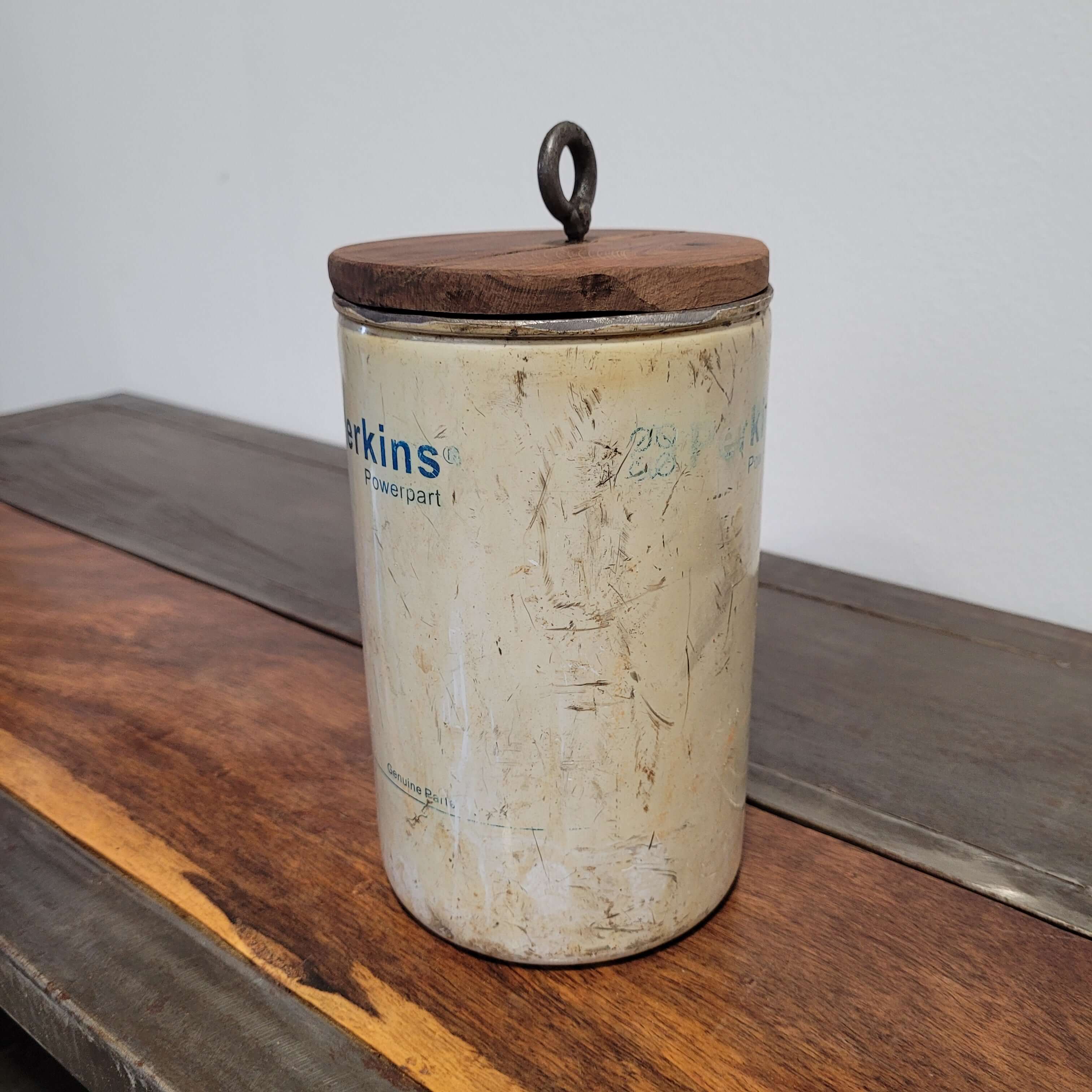 Dose aus recyceltem Ölfilter, mit Palisander-Deckel | verschiedene Größen und Farben