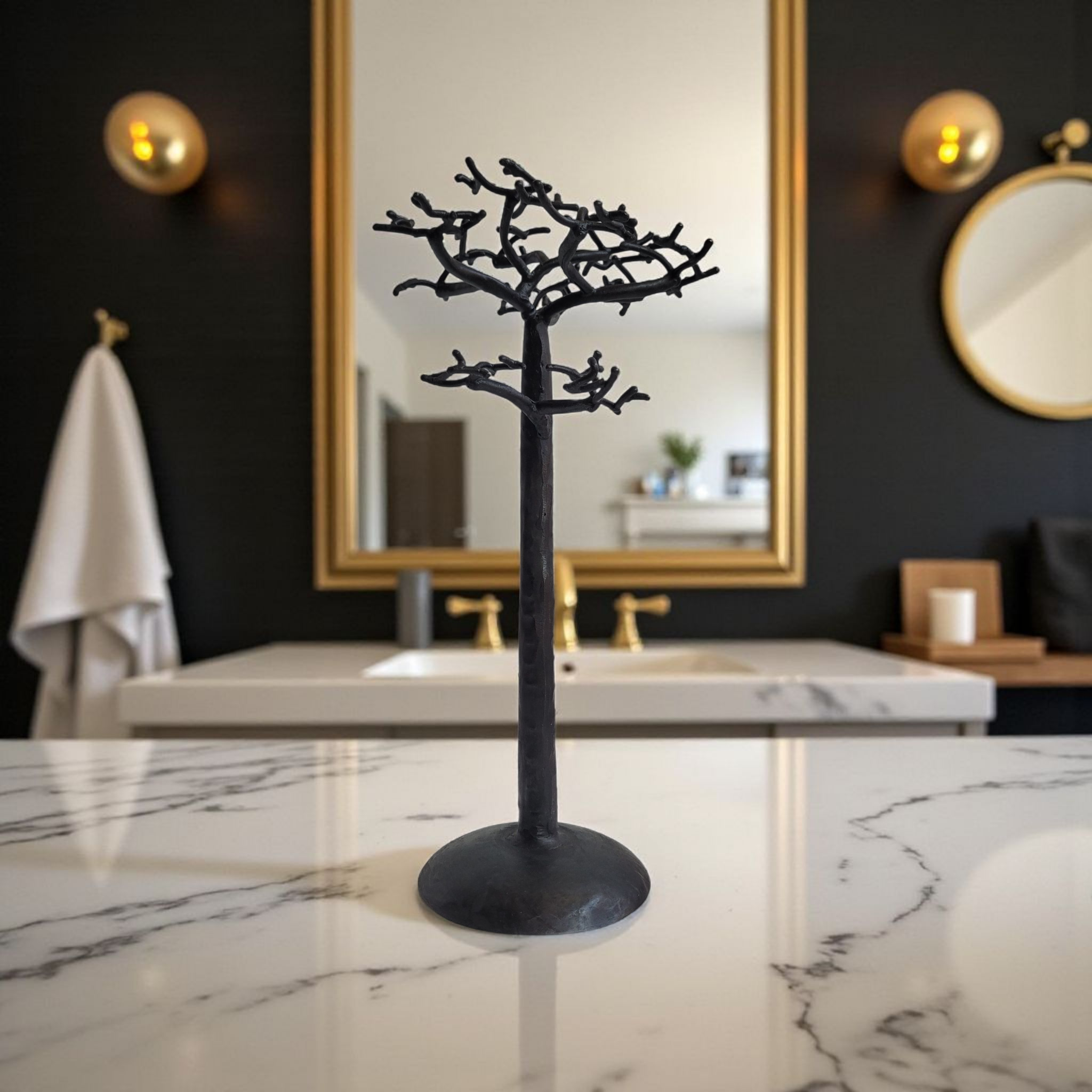 Baobab aus recyceltem Ölfass | Affenbrotbaum | 35 cm Schwarz | Einzelstück aus Madagaskar