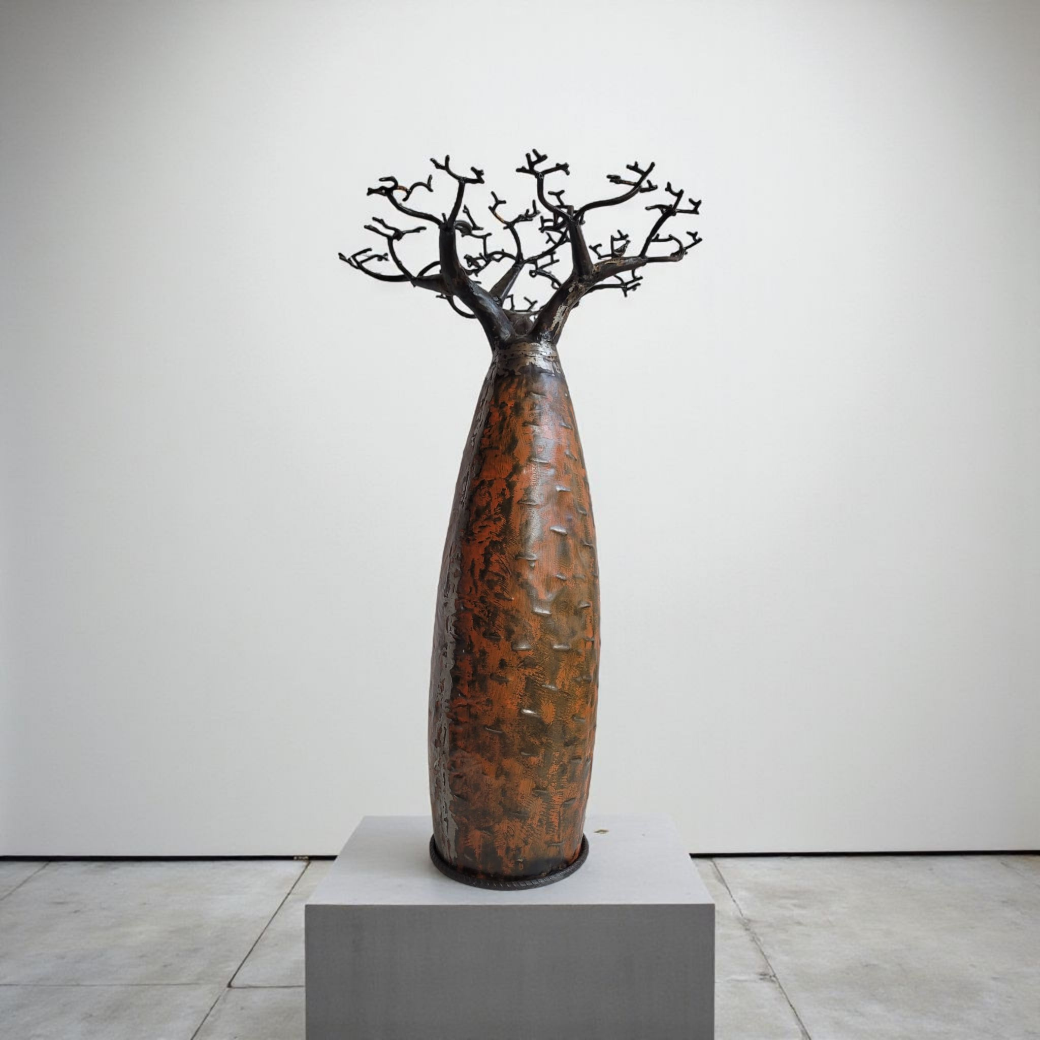 Baobab aus recyceltem Ölfass | Affenbrotbaum | 60 cm Originalfarbe | Einzelstück aus Madagaskar