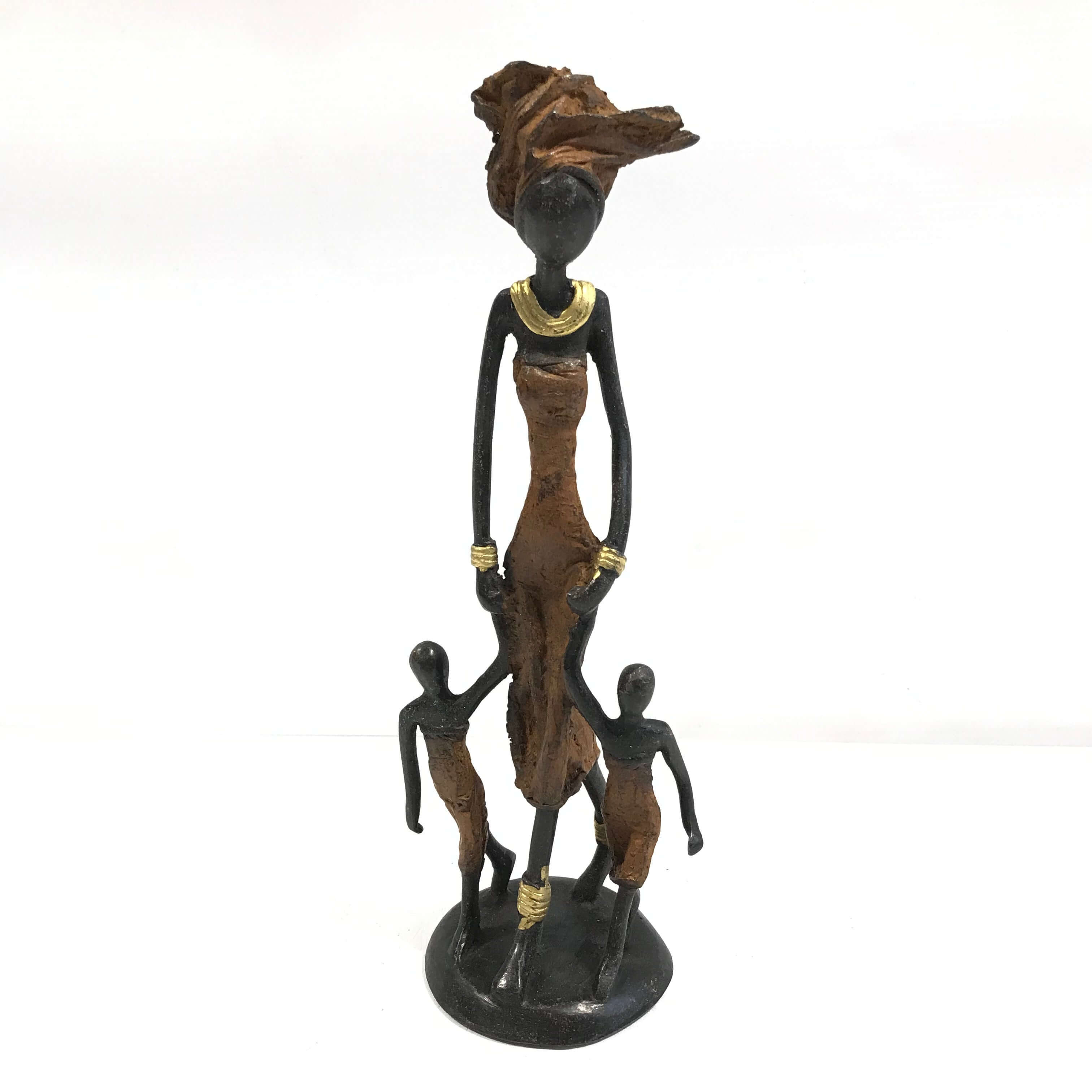Bronze-Skulptur "Frau mit Kindern" by Issouf | 35-38 cm | Unikat | verschiedene Farben