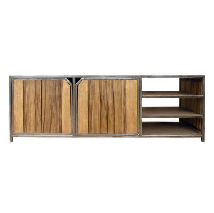 Sideboard Kommode "Nassara Bu" aus Stahl und Fraké-Holz Upcycling