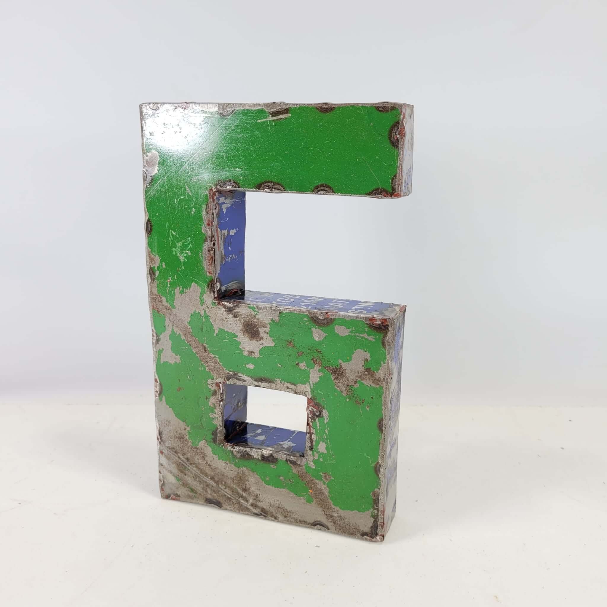 Zahl Ziffer "6" aus recycelten Ölfässern | 22 oder 50 cm | verschiedene Farben